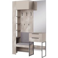 Стенка Алисия Сольера мод.1 (ЛДСП Мунлайт/ЛДСП Велюр/Ткань Light Grey)