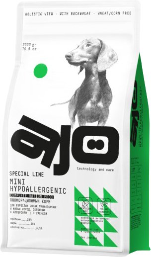 

Сухой корм для собак AJO Mini Hypoallergenic Для взр. собак со склонностью к аллергии 2 кг