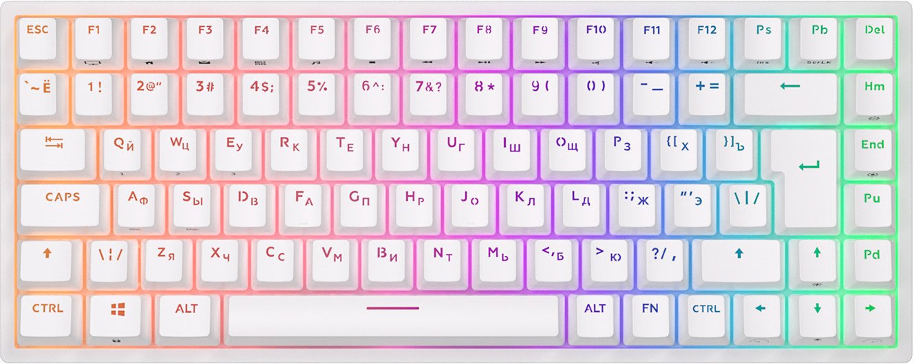 

Клавиатура Royal Kludge RK84 ISO RGB (белый, RK Red)