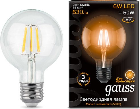 

Светодиодная лампочка Gauss E27 6Вт 2700К [105802106]