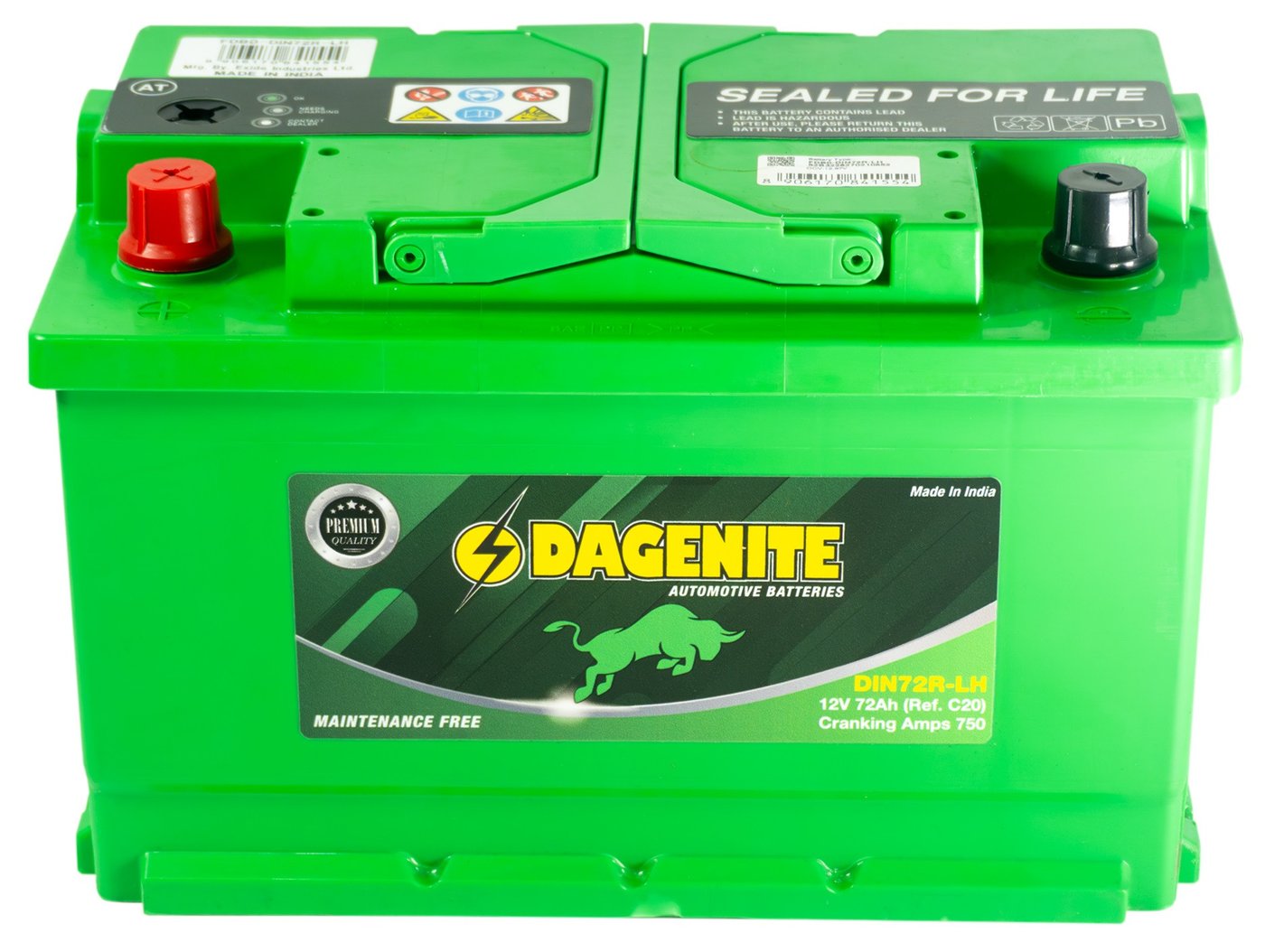 Автомобильный аккумулятор DAGENITE L+ низкий (72 А·ч)