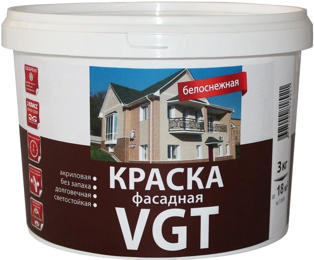 

Краска VGT ВД-АК-1180 Фасадная Белоснежная (15 кг)