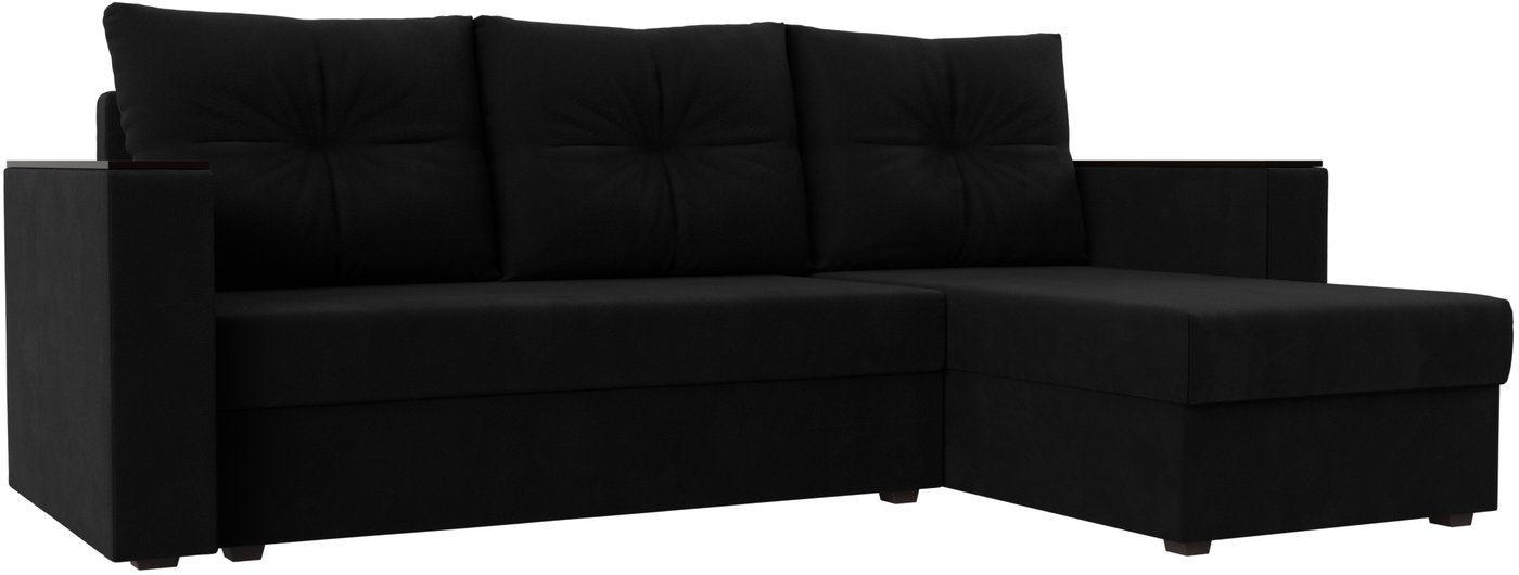 

Угловой диван Лига диванов Атланта Б/С правый 117049 (микровельвет черный)