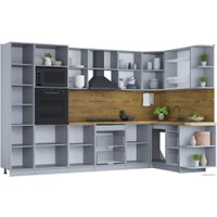 Готовая кухня Интерлиния Мила Шато 1.68x3.2 ВТ правая (мята/мята/дуб бунратти)