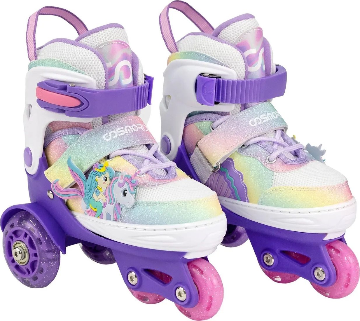 

Роликовые коньки Cosmoride Fei + набор защиты (р-р 27-30, белый/фиолетовый)