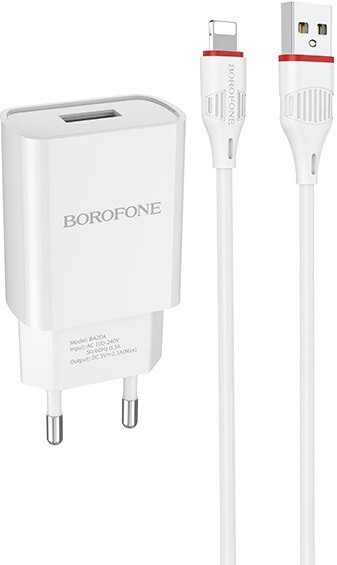 

Сетевое зарядное Borofone BA20A Lightning (белый)