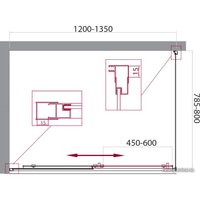 Душевой уголок BelBagno UNIQUE-AH-1-120/135-80-M-Cr