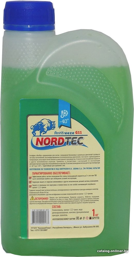 Антифриз NordTec Antifreeze-40 G11 зеленый 1кг
