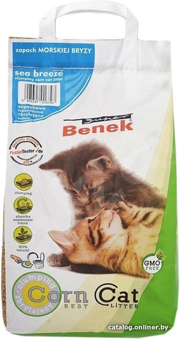 Наполнитель для туалета Super Benek Corn Cat Морской бриз 14 л