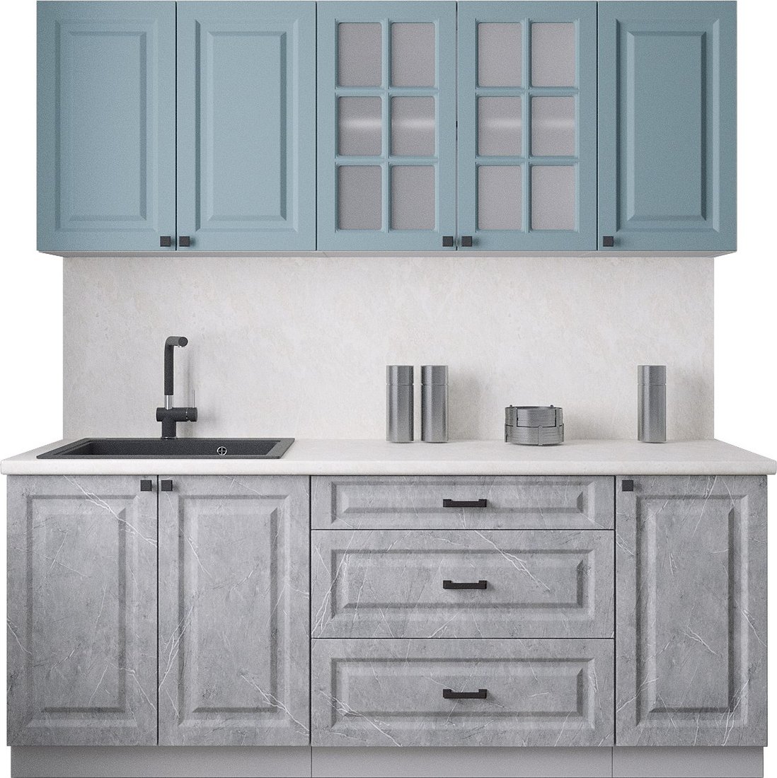 

Готовая кухня Интерлиния Мила Деко 2.0Б (керамика/океан/опал светлый)