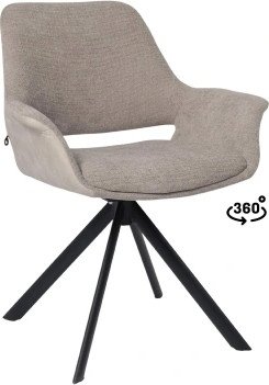 Стул с подлокотниками Мамадома Offy-R 360 (g05 Grey Beige шенилл Lux - Milk замша Lux/черный)