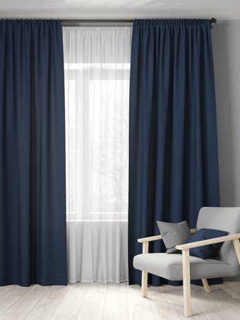 Комплект штор Loon Линен 1.5x2.7 м (темно-синий, 2 шт)