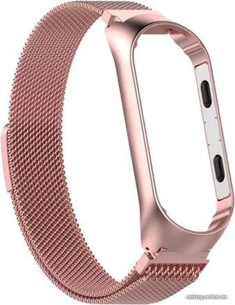 Браслет KST Миланская петля для Xiaomi Mi Band 3/4 (розовое золото)