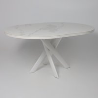 Кухонный стол Мамадома Ronaldo-120 раздвижной 120-160 (patagonoa bianco gloss premium cer/белый)