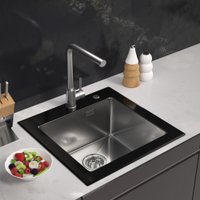 Кухонная мойка ARFEKA ECO AR 500*500 GS BLACK GLASS + SATIN