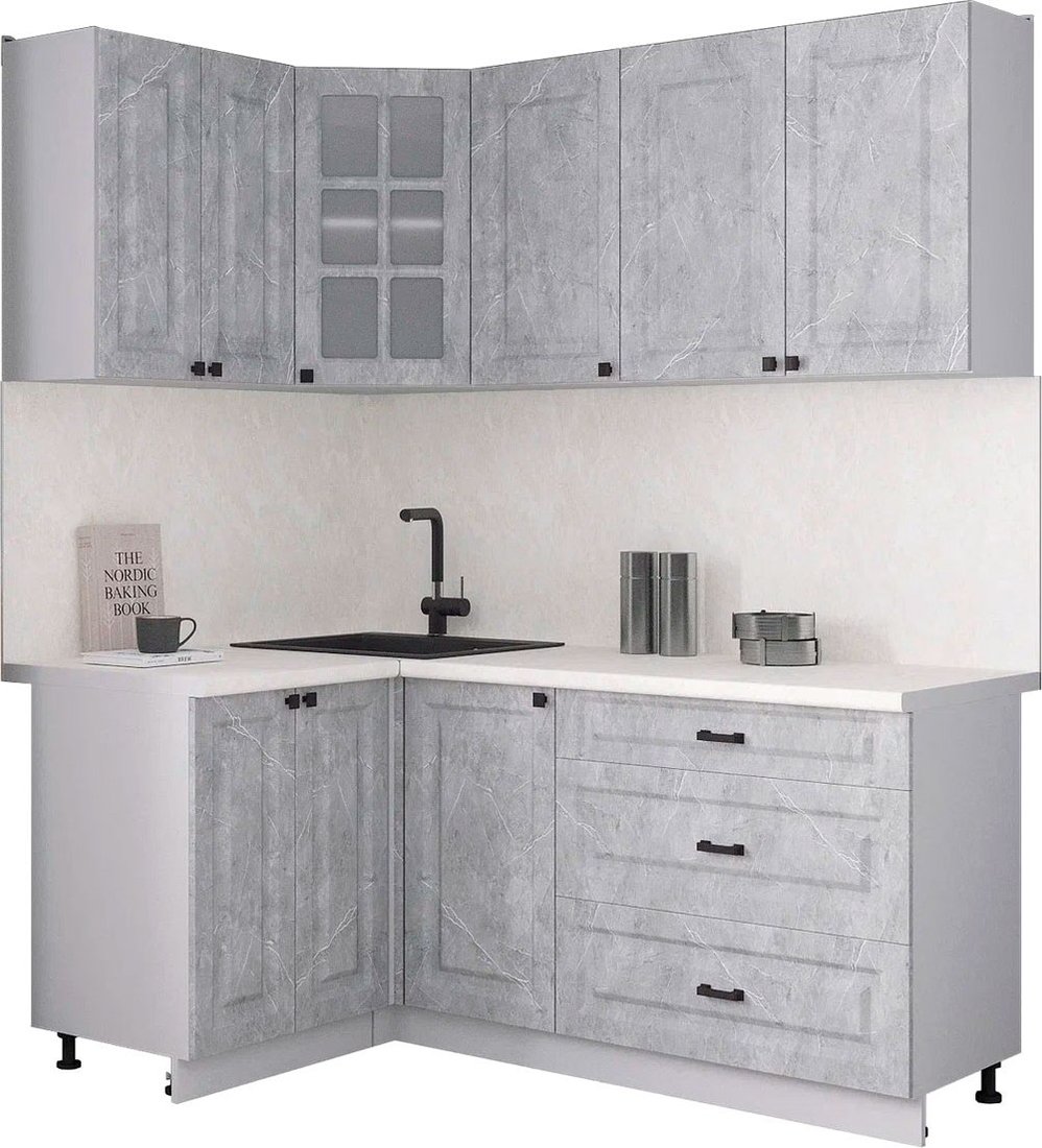 

Готовая кухня Интерлиния Мила Деко 1.2x1.8 (керамика/керамика/опал светлый)