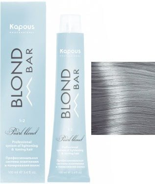 

Крем-краска для волос Kapous Professional Blond Bar с экстрактом жемчуга BB 1011 серебристый пепельный