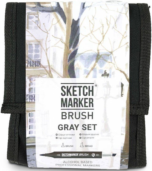 

Маркер художественный Sketchmarker Brush Gray Set SMB-12GRAY (12 шт)