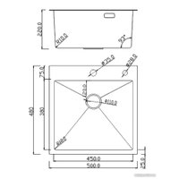 Кухонная мойка Roxen Snake 560220-50-BS (50*48) PVD графит/текстурная поверхность (с коландером и дозатором)