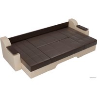 П-образный диван Лига диванов Сенатор 28920 (экокожа, коричневый/бежевый)