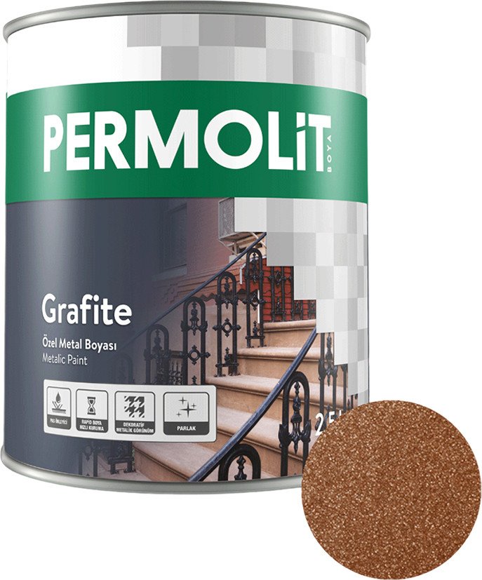 

Грунт-эмаль PERMOLIT Grafite антикоррозийная с эффектом металлик 1704 0.75 кг (бронза)