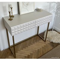 Консольный стол Shtabe Simple 7011 эко (травертин/белый/золото)