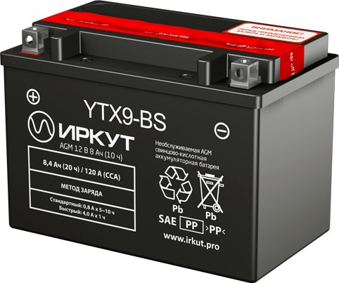 

Мотоциклетный аккумулятор Иркут YTX9-BS (8 А·ч)