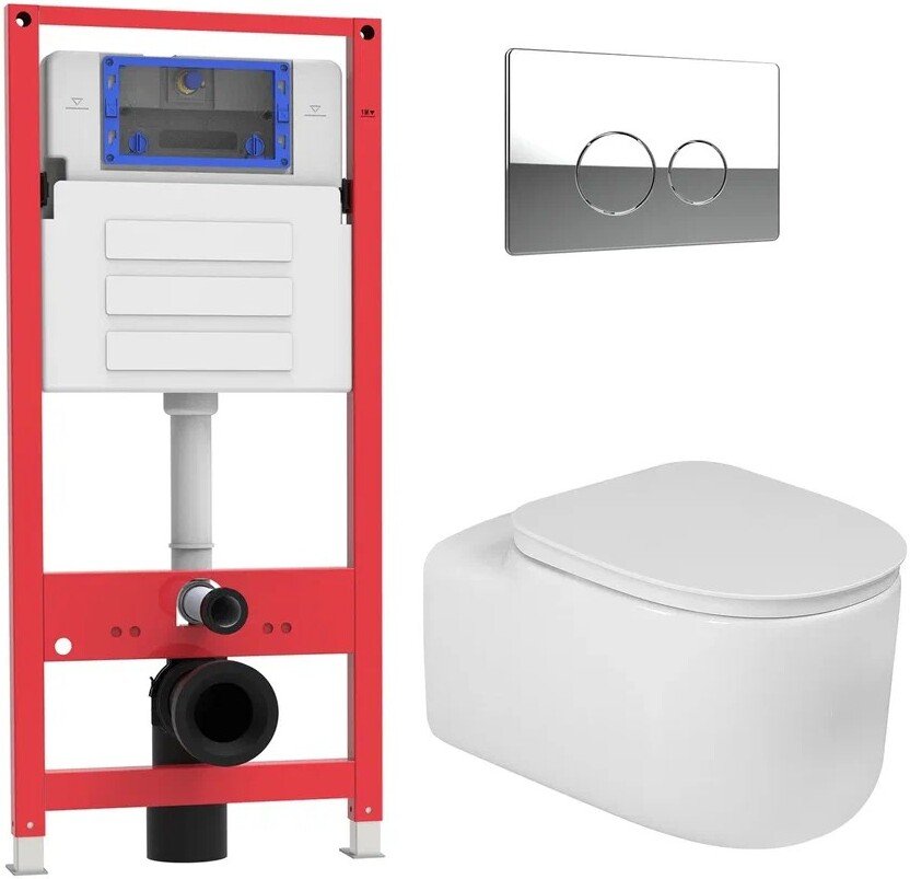 

Унитаз подвесной Oliveeka OL-MQ-003 + OL-G27 + OL-R22-CR (хром)