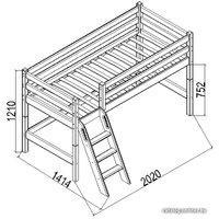 Кровать-чердак Мебельград Соня вариант 12 (массив сосны белый)