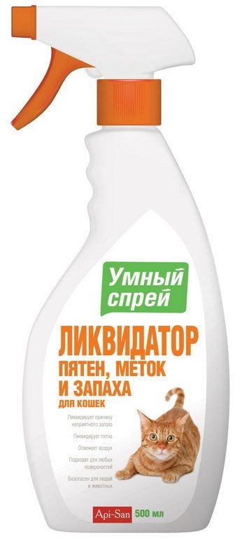

Средство универсальное Apicenna Умный спрей Ликвидатор пятен, меток и запаха для кошек 500 мл