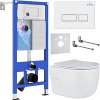Унитаз подвесной Roxen Porto в комплекте с инсталляцией StounFix Dual Fresh 6 в 1 576390 (кнопка: белый глянец)