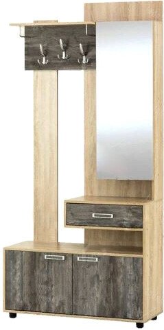 Стенка SV-Мебель Визит-1 К с зеркалом (зеркальная, дуб сонома/сосна джексон)