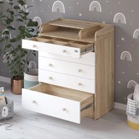 Детский комод Атон Мебель Leo ЛДСП 800/5 с органайзером (дуб сонома/белый)