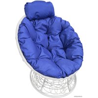 Кресло M-Group Папасан мини 12070110 (белый ротанг/синяя подушка)