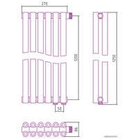 Стальной трубчатый радиатор Сунержа Эстет-00 EU50 1200х270 6 секций (состаренная бронза)