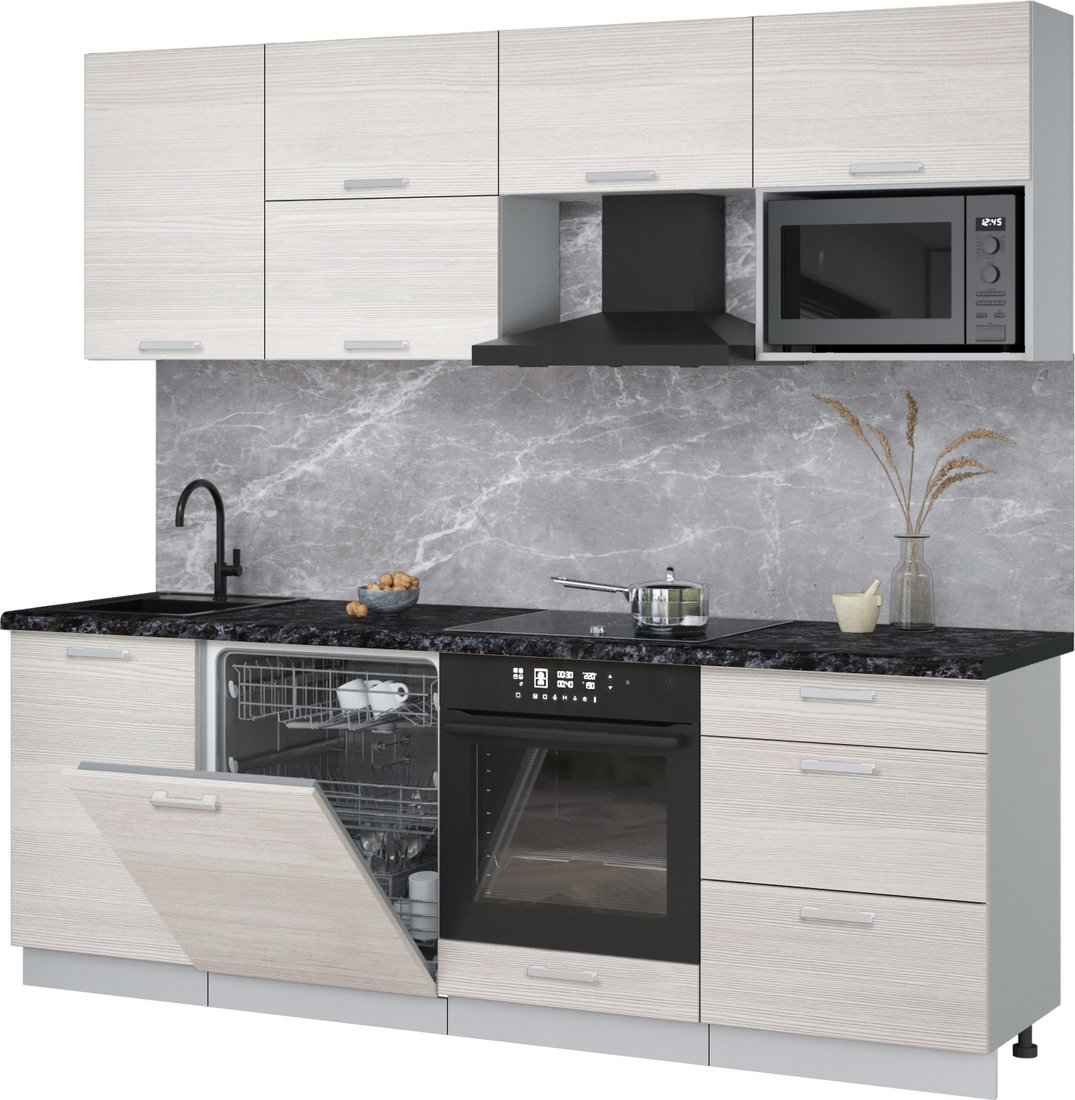 

Готовая кухня Интерлиния Мила Лайт 2.3-ПМ2 (вудлайн кремовый/вудлайн кремовый/кастилло темный)