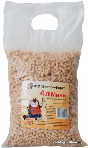 Наполнитель для туалета ЭкоКомфорт Мини Древесный 4 л