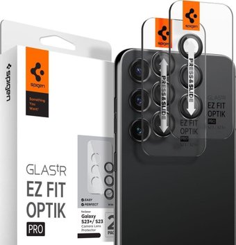 Защитное стекло Spigen Optik TR EZ Fit camera protector для Galaxy S23 Plus/S23 AGL05962 (2шт)