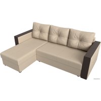 Угловой диван Лига диванов Валенсия Лайт левый (экокожа, бежевый)