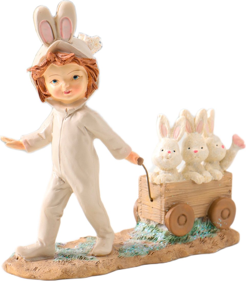 

Статуэтка Sima-Land Девочка в комбинезоне с заячьими ушами, везет тележку 10927859