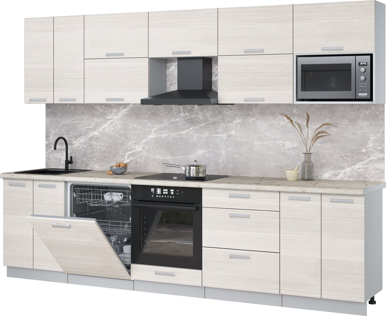 

Готовая кухня Интерлиния Мила Лайт 3.0-ПМ2 (вудлайн кремовый/вудлайн кремовый/бискайская сосна)