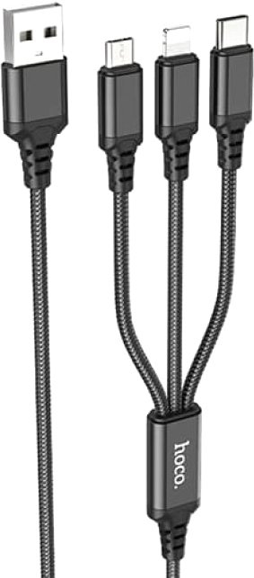 

Кабель Hoco X76 USB Type-A - microUSB/USB Type-C/Lightning (1 м, черный)