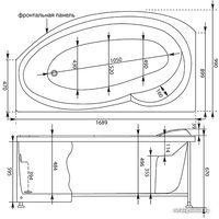 Ванна Aquanet Jersey 170x90 L (с каркасом и экраном)