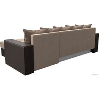 Угловой диван Лига диванов Дубай лайт правый 114159 (велюр бежевый/экокожа коричневый)