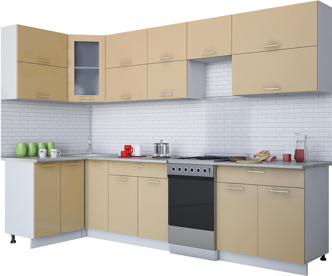 

Готовая кухня Интерлиния Мила Gloss 50-12x30 (капучино глянец)