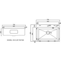 Кухонная мойка ARFEKA ECO AR 700*500 BLACK PVD NANO