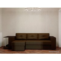 Угловой диван Настоящая мебель Ванкувер лайт со столом (угл., левый, боннель, э-кожа, коричн)