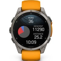 Умные часы Garmin Fenix 8 Sapphire, Titanium 47мм (светло-серый, оранжевый силиконовый ремешок)