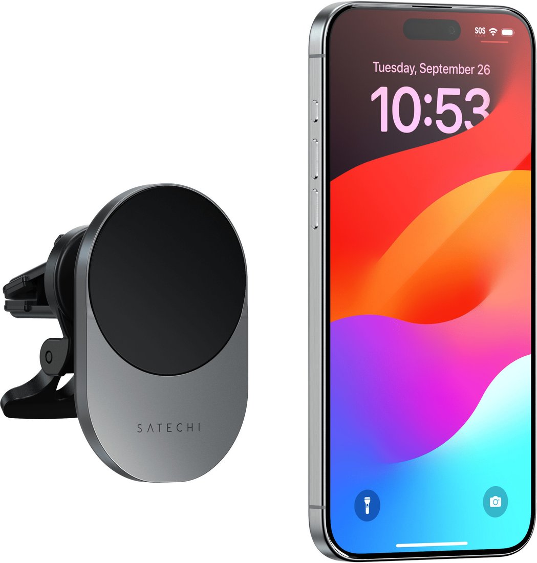 Держатель для смартфона Satechi Qi2 Wireless Car Charger 15W (серый космос)