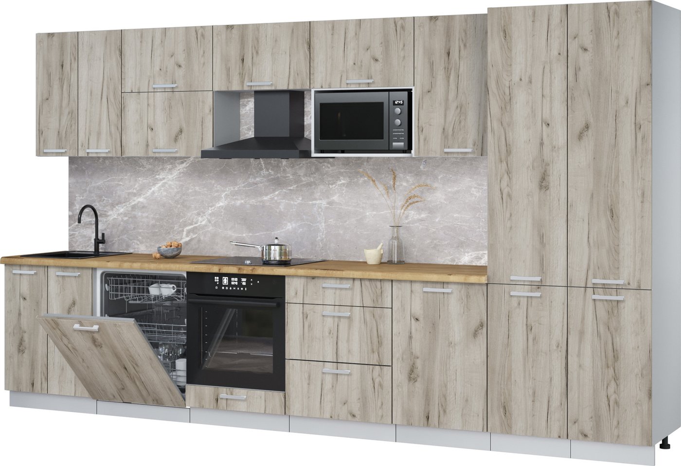 

Готовая кухня Интерлиния Мила Лайт 3.7-ПМ2 (дуб серый/дуб серый/дуб бунратти)